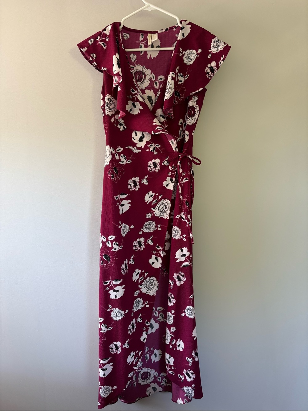 Japna Burgundy Floral Wrap Dress